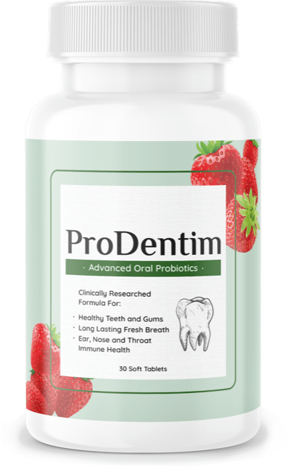 Bottle of ProDentim oral probiotic dietary supplement
